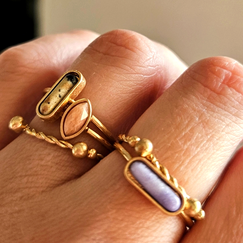 Set Of 5 Brand New Semi Precious Stack Rings